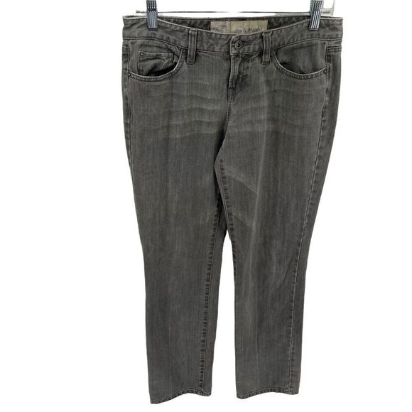 LOFT Denim - LOFT slim & straight leg jeans grey gray slight distressed 100% cotton 6 EUC